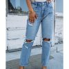 Azura Exchange Knee Cutout Straight Leg Jeans – 10 US