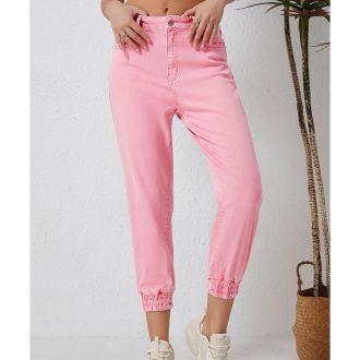 Azura Exchange Acid Wash Elastic Cuffed Jeans