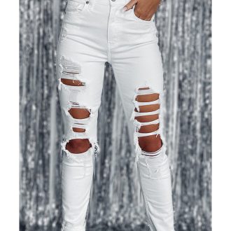 Azura Exchange High Waist Distressed Skinny Jeans