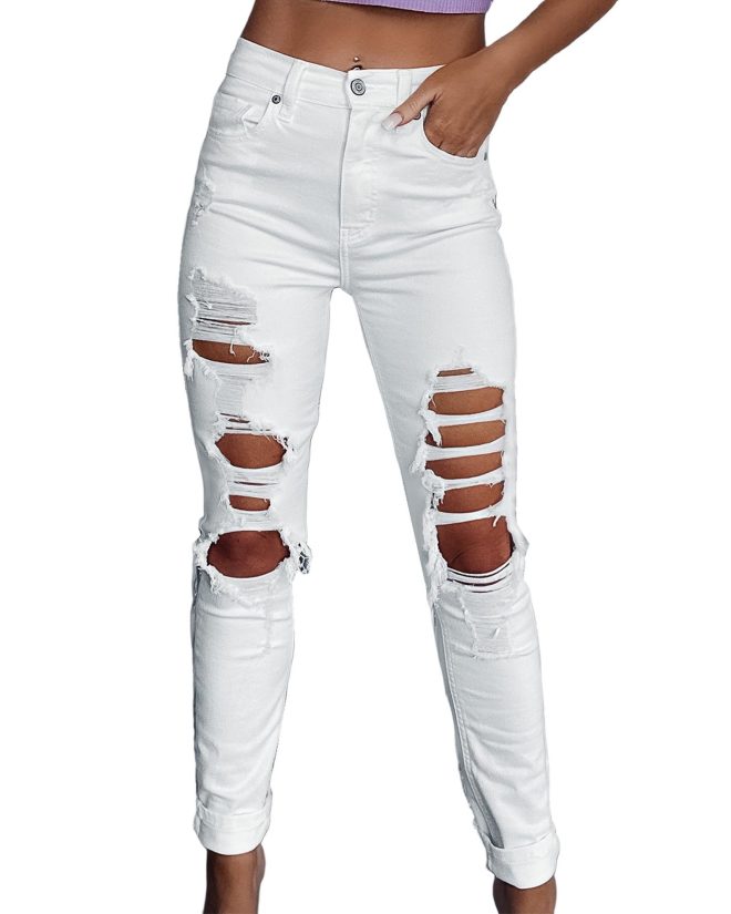 Azura Exchange High Waist Distressed Skinny Jeans – 10 US