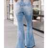 Azura Exchange Buttoned Distressed Flared Jeans – 10 US