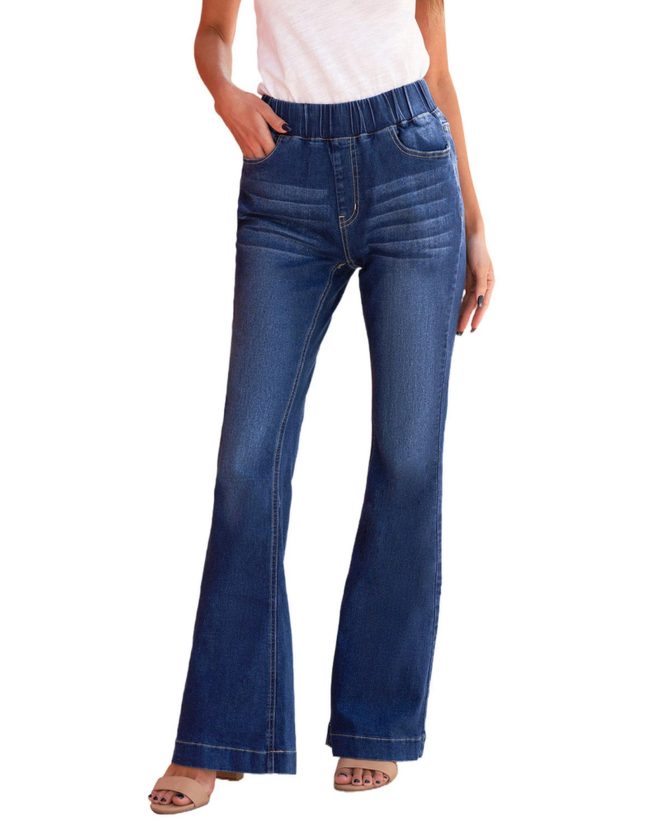 Azura Exchange Elastic Waist Flare Jeans – M