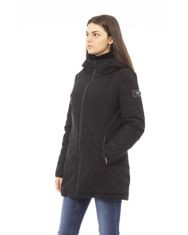 Black Down Jacket with Adjustable Hood and Baldinini Monograms – 3XL