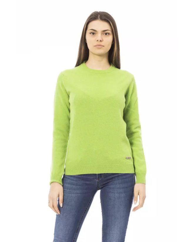 Baldinini Long Sleeve Crewneck Sweater with Monogram Detail – M