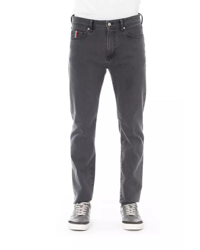 Logo Button Regular Man Jeans with Tricolor Insert – W36 US