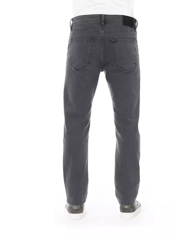 Logo Button Regular Man Jeans with Tricolor Insert – W36 US