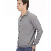 Classic Button Closure Cotton Shirt with Logoed Insert – M