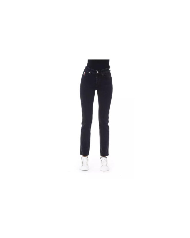 Logoed Button Regular Jeans with Tricolor Insert – Rear and Front Pockets W29 US Women