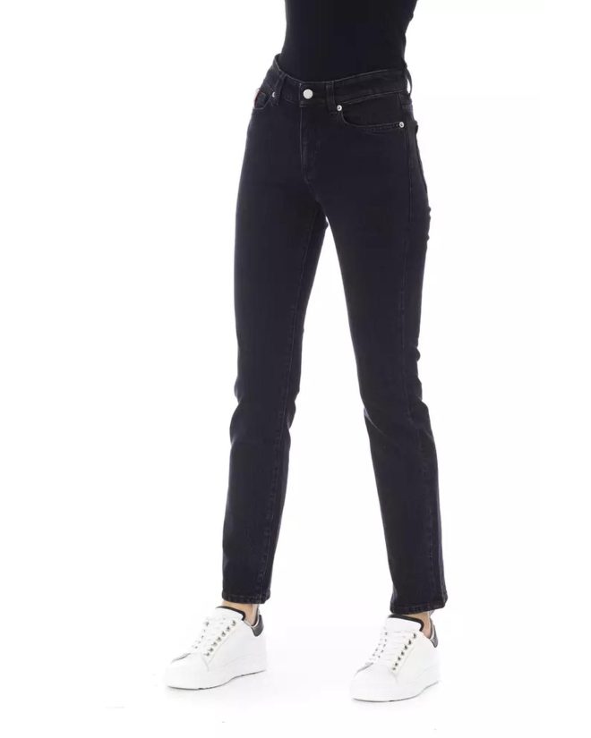 Logoed Button Regular Jeans with Tricolor Insert – Rear and Front Pockets W29 US Women