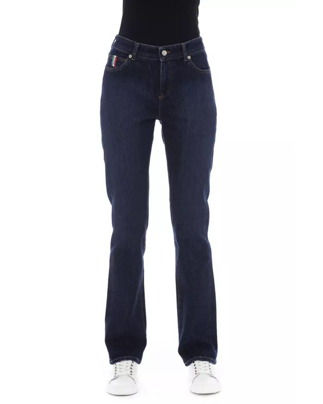 Regular Jeans with Logoed Button and Tricolor Insert – W27 US