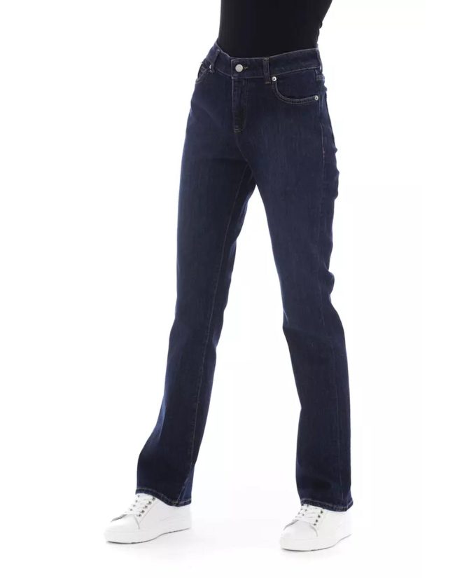 Regular Jeans with Logoed Button and Tricolor Insert – W27 US