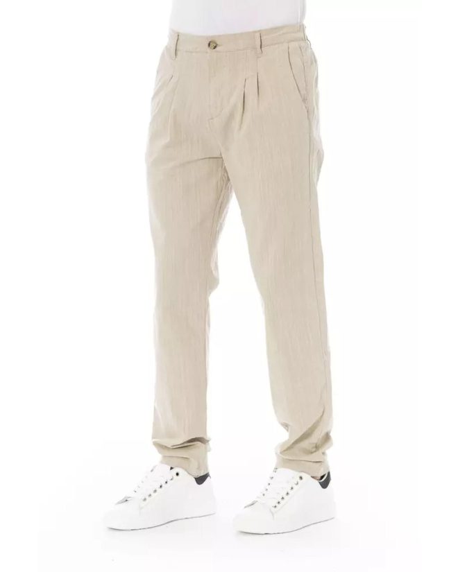 Front Zipper and Button Closure Chino Trousers with Side and Back Pockets – 44 IT