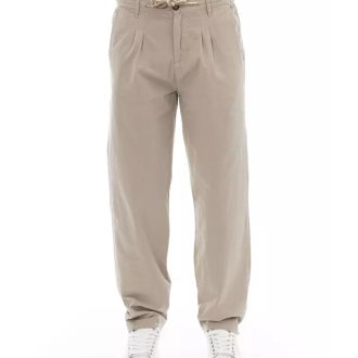 Front Zipper and Button Closure Chino Trousers