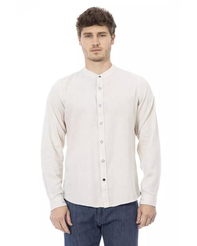 Mandarin Collar Regular Fit Shirt with Button Closure – M