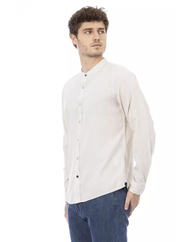 Mandarin Collar Regular Fit Shirt with Button Closure – M