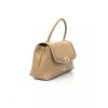 Flap Closure Shoulder Bag with Internal Compartments and Golden Details One Size Women