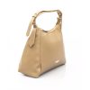 Golden Logo Shoulder Bag with Zip Closure and Internal Compartments One Size Women