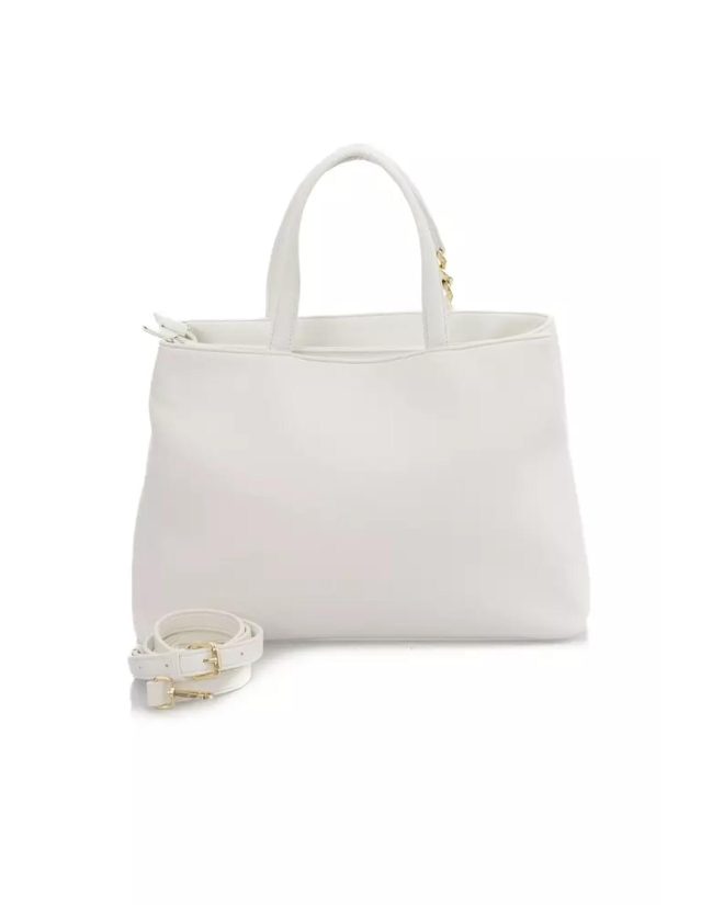 Golden Logo-Accented Shoulder Bag with Zip Closure and Internal Compartments One Size Women