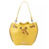 Golden Logoed Shoulder Bag with Drawstring Closure and Internal Compartments One Size Women