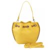 Golden Logoed Shoulder Bag with Drawstring Closure and Internal Compartments One Size Women