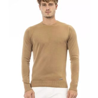 Fine Ribbed Knit Crew Neck Sweater with Long Sleeves