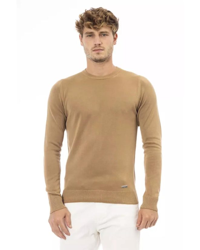 Fine Ribbed Knit Crew Neck Sweater with Long Sleeves – 50 IT