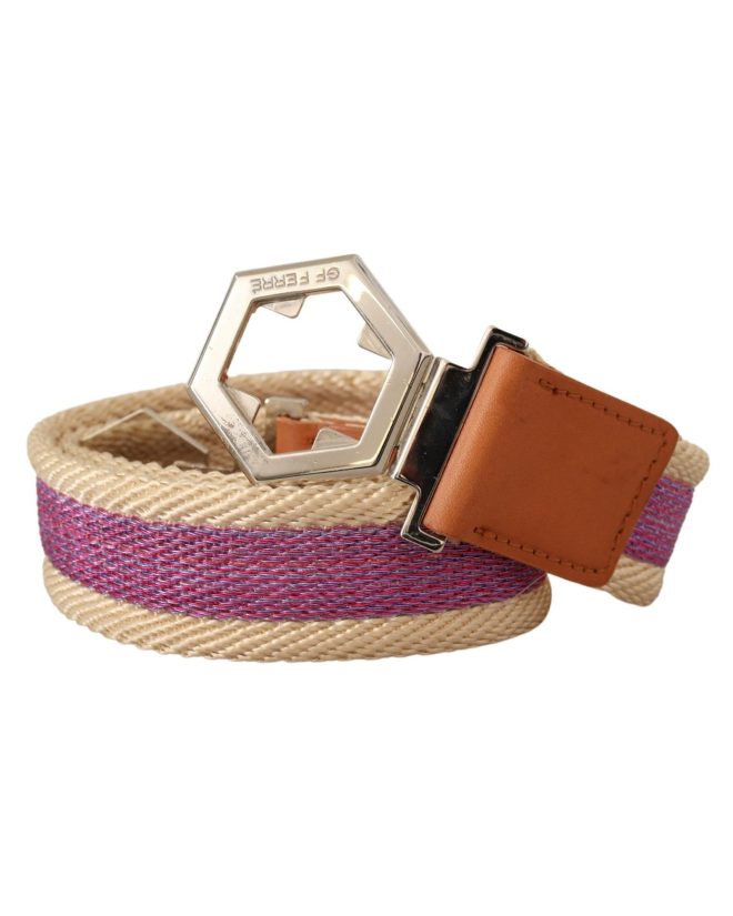 Hexagon Logo Multicolor Leather Fashion Belt 85 cm Women