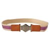 Hexagon Logo Multicolor Leather Fashion Belt 85 cm Women