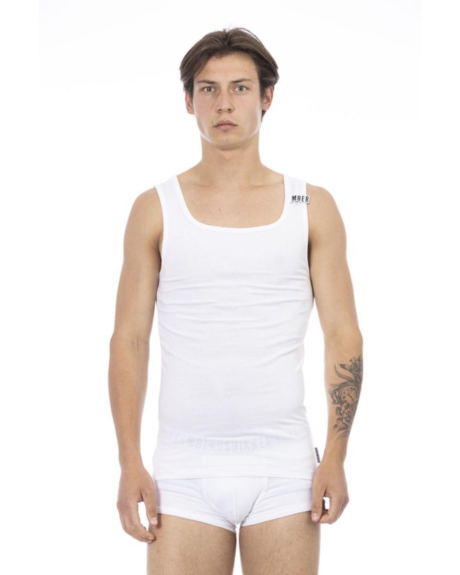 Stretch Cotton Logoed Shoulder Pad Mens Tank Top – L