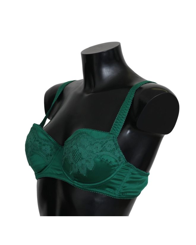 Green Floral Lace Silk Stretch Balconcino Bra by Dolce & Gabbana – 3 IT