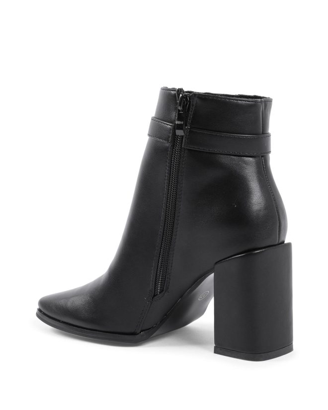 Synthetic Leather High-Heeled Ankle Boots – 36 EU