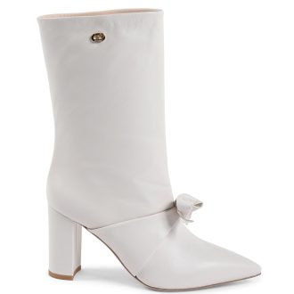 Pointed Toe Bow Boot with Gold Logo Detail