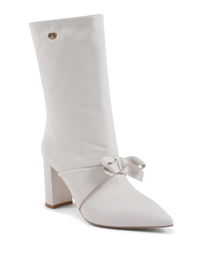 Pointed Toe Bow Boot with Gold Logo Detail – 37 EU