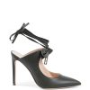 Leather Pointed Toe Mule with Bow Detail – 37 EU