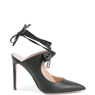 Leather Pointed Toe Mule with Bow Detail