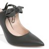 Leather Pointed Toe Mule with Bow Detail – 37 EU