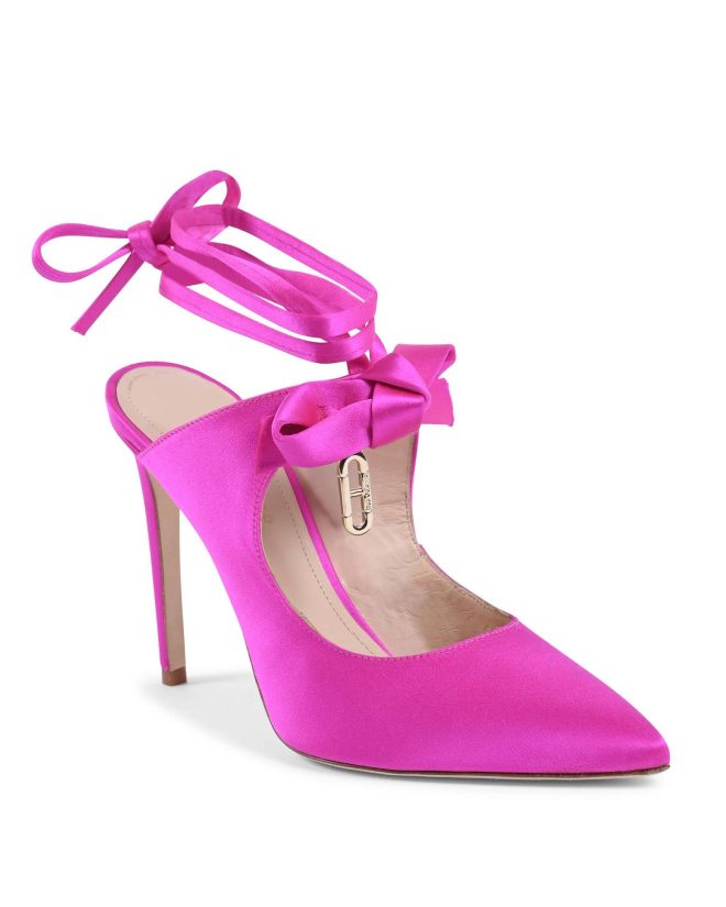 Satin Bow Mule with Stiletto Heel – 37 EU