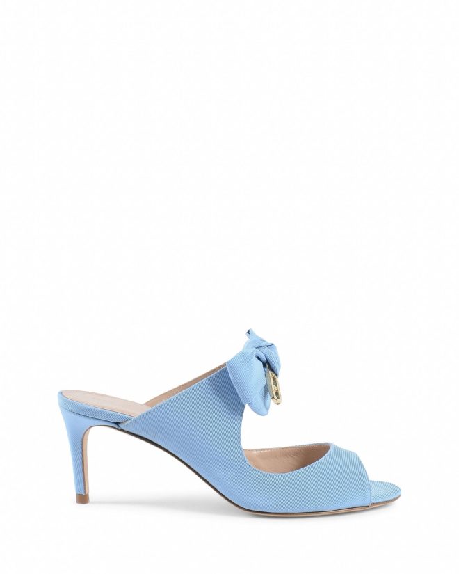 Blue Bow Mule with Low Heel – 36 EU