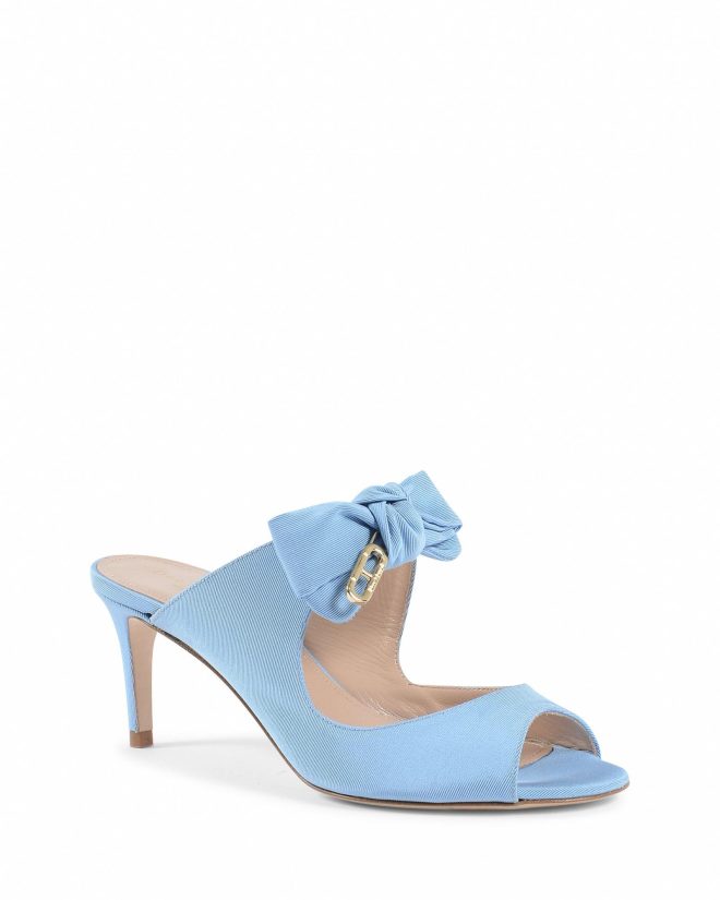 Blue Bow Mule with Low Heel – 36 EU