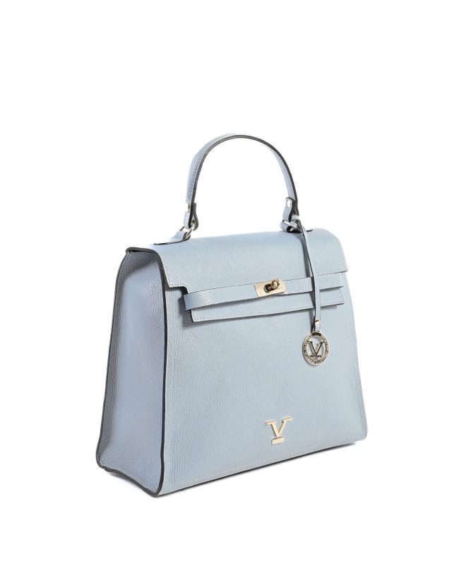 Light Blue Leather Handbag – One Size