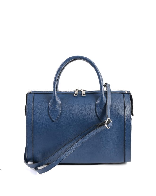 Blue Saffiano Leather Handbag – One Size