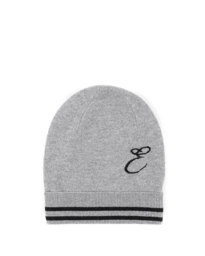 Monogrammed Cashmere Beanie with Contrasting Letter – One Size