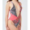 Patterned Body Swimsuit with Wide Neckline – M