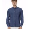 Button-Front Slim Fit Shirt with Italian Collar for Men – L