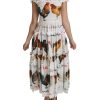 100% Authentic Dolce & Gabbana Sheath Midi Dress with Rooster Print – 38 IT