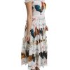 100% Authentic Dolce & Gabbana Sheath Midi Dress with Rooster Print – 38 IT