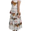 100% Authentic Dolce & Gabbana Sheath Midi Dress with Rooster Print – 38 IT