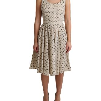 Sleeveless A-line Dress with Polka Dot Pattern Women