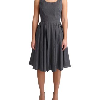 Sleeveless A-line Dress with Polka Dot Pattern