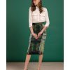 Wool Blend Knit Tartan Motif Skirt with Side Zip Closure 40 IT Women